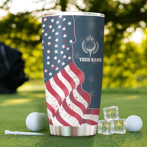 1PC Red, white, and blue American flag Custom Name Tumbler Cup, Patriotic Golfing Gifts NQS9904