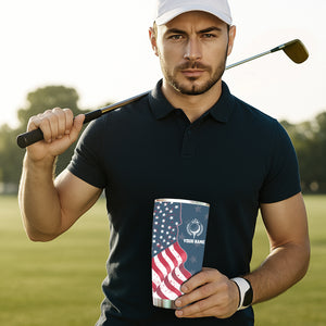 1PC Red, white, and blue American flag Custom Name Tumbler Cup, Patriotic Golfing Gifts NQS9904