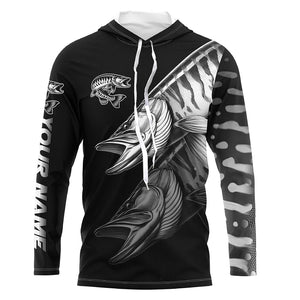 Black Musky performance Fishing Shirts Custom Muskie Fishing Long Sleeve Tournament Fishing Shirts NQS7679