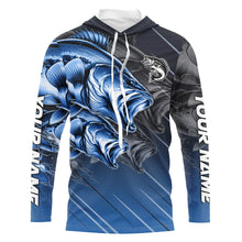 Load image into Gallery viewer, Blue Largemouth Bass fishing Long Sleeve Performance Fishing Shirt custom Bass fishing jersey for team NQS7683
