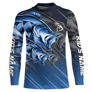 Blue Largemouth Bass fishing Long Sleeve Performance Fishing Shirt custom Bass fishing jersey for team NQS7683