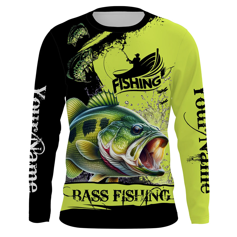 Largemouth Bass fishing Custom Name performance long sleeve fishing shirts uv protection bass jerseys NQS3664