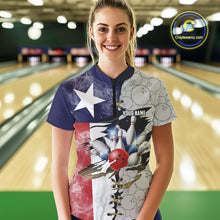 Load image into Gallery viewer, Smoke Texas Flag Gray Camo Bowling Polo, 1/4 Zip shirt for Women Custom patriotic Team bowling jersey NQS10532