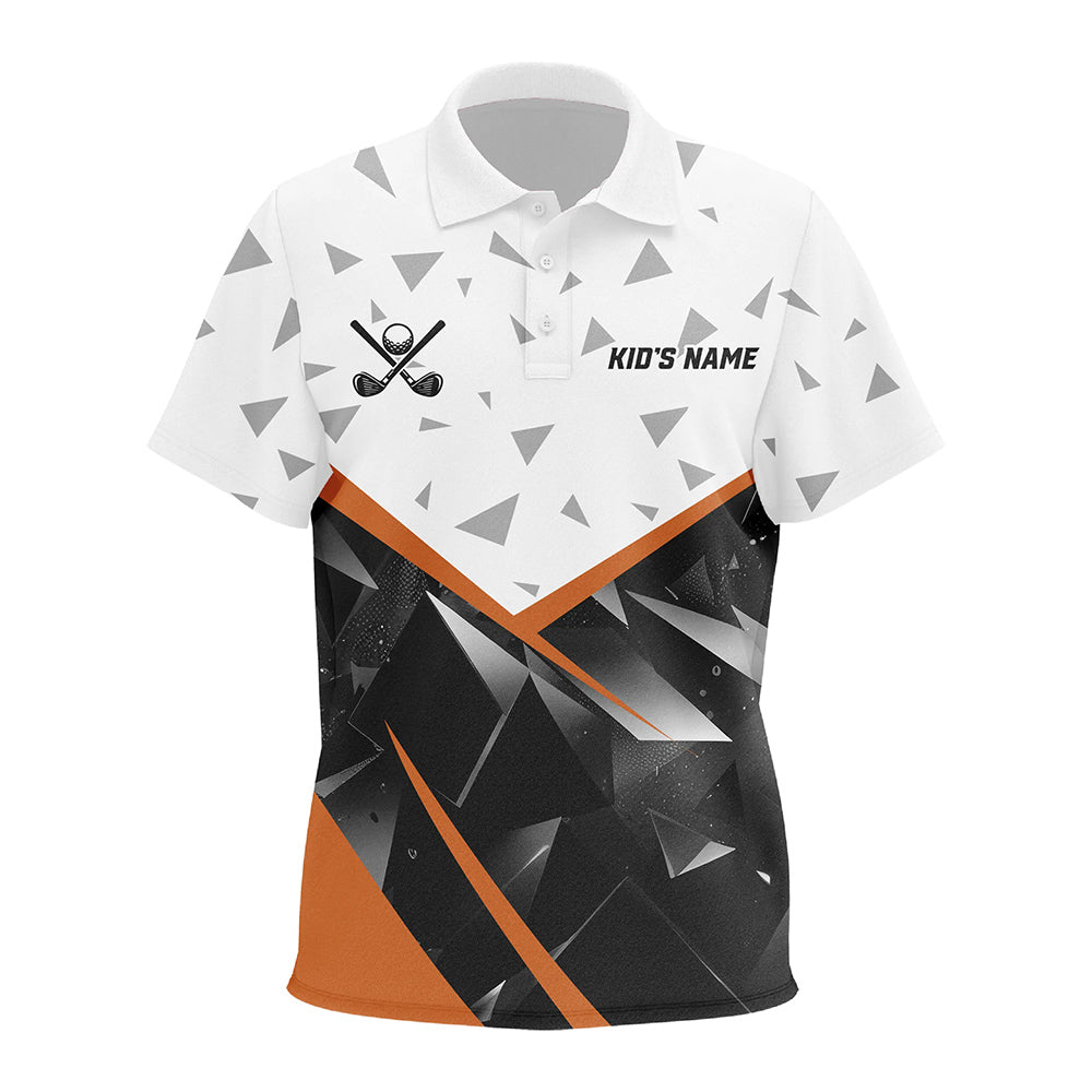 Black and White Triangle pattern Kid golf polo shirts custom Kid golf tops | Orange NQS8805