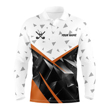 Load image into Gallery viewer, Black and White Triangle pattern Men golf polo shirt custom best mens golf tops | Orange NQS8805