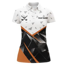 Load image into Gallery viewer, Black and White Triangle pattern Womens golf polo shirt custom ladies golf tops | Orange NQS8805