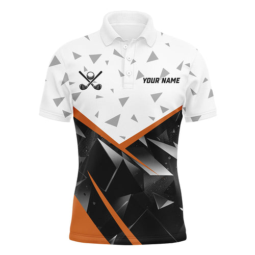 Black and White Triangle pattern Men golf polo shirt custom best mens golf tops | Orange NQS8805