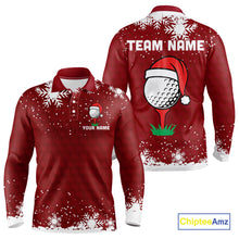 Load image into Gallery viewer, Red Christmas Golf Ball snowflake Men&#39;s Golf Polo shirts Custom Xmas Team Golf Outfits NQS10950