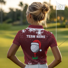 Load image into Gallery viewer, Red Christmas Golf Ball snowflake Women&#39;s Golf Polo shirts Custom Xmas Team Golf Outfits NQS10950