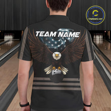 Load image into Gallery viewer, Eagle US Flag Black retro Bowling Shirts For Men Custom patriotic vintage Bowling Team Outfits NQS11141