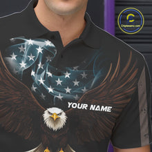 Load image into Gallery viewer, Eagle US Flag Black retro Bowling Shirts For Men Custom patriotic vintage Bowling Team Outfits NQS11141