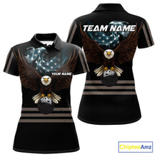 Load image into Gallery viewer, Eagle US Flag Black retro Bowling Shirts For Women Custom patriotic vintage Bowling Team Outfits NQS11141