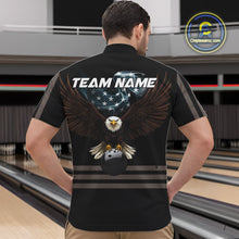 Load image into Gallery viewer, Eagle US Flag Black retro Bowling Shirts For Men Custom patriotic vintage Bowling Team Outfits NQS11141