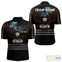 Load image into Gallery viewer, Eagle US Flag Black retro Bowling Shirts For Men Custom patriotic vintage Bowling Team Outfits NQS11141
