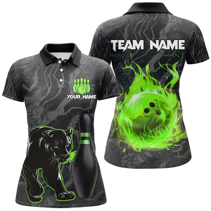 Black Camo Panther Green Flame Bowling Shirts For Women Custom Bowling Team League Jersey NQS9442