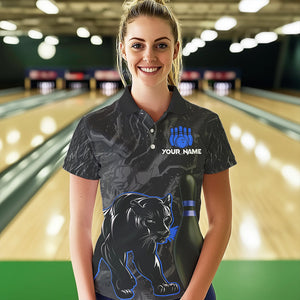 Black Camo Panther Blue Flame Bowling Shirts For Women Custom Bowling Team League Jersey NQS9443