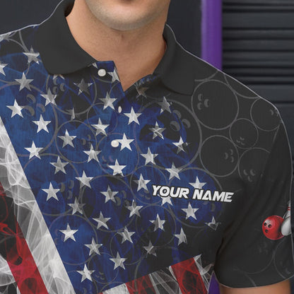 Smoke American Flag Black Bowling Camo shirts for men Custom patriotic Team bowling jersey NQS9779