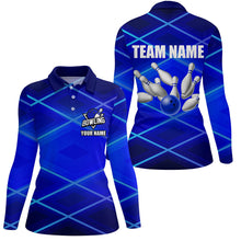 Load image into Gallery viewer, Womens bowling shirt Custom neon blue bowling team league jerseys, gifts for bowlers NQS7540