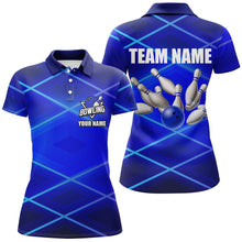 Load image into Gallery viewer, Womens bowling shirt Custom neon blue bowling team league jerseys, gifts for bowlers NQS7540