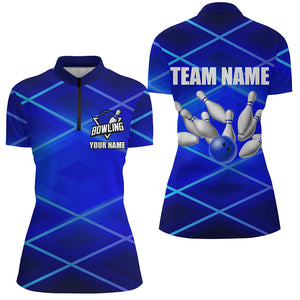 Womens bowling shirt Custom neon blue bowling team league jerseys, gifts for bowlers NQS7540