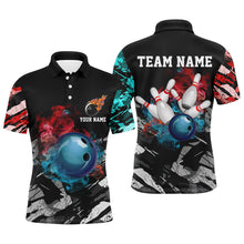 Load image into Gallery viewer, Black camo smoke Bowling ball pins Custom Bowling Polo, Quarter Zip shirt For Men, Team Bowling Jersey NQS7690