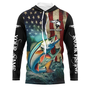 Snook Fishing 3D American Flag Patriotic Customize name Sun protection long sleeve fishing shirts NQS513