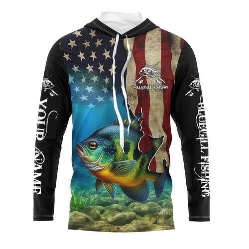 Bluegill Fishing 3D American Flag Patriotic Customize name All over printed shirts NQS516