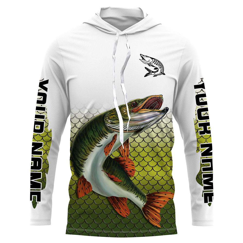 Musky Fishing jerseys, muskie scales Custom UV protection Long Sleeve ...