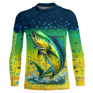 Personalized Mahi mahi Fishing jersey, Dorado scales UV protection performance saltwater fishing shirt NQS6017