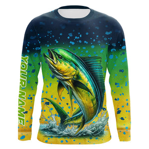 Personalized Mahi mahi Fishing jersey, Dorado scales UV protection performance saltwater fishing shirt NQS6017