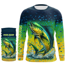 Load image into Gallery viewer, Personalized Mahi mahi Fishing jersey, Dorado scales UV protection performance saltwater fishing shirt NQS6017