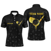 Load image into Gallery viewer, Black golf camo Mens golf polo shirts custom golf outfits men, unique golf gifts | Yellow NQS8130