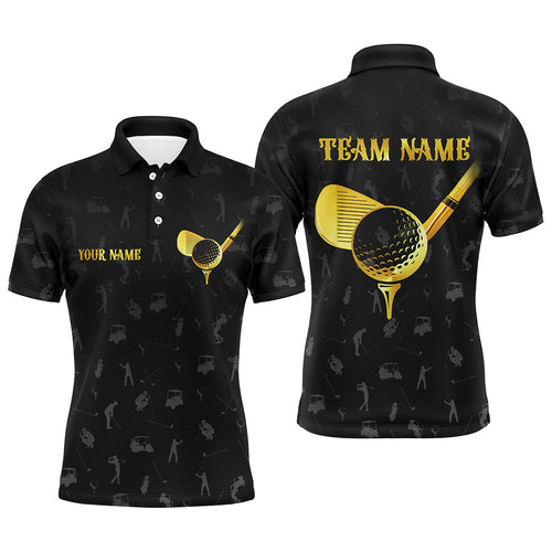 Black golf camo Mens golf polo shirts custom golf outfits men, unique golf gifts | Yellow NQS8130