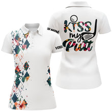 Load image into Gallery viewer, Tropical argyle pattern white Womens golf polo shirts custom name Kiss my putt women&#39;s golf tanks NQS6235