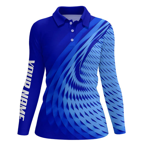Womens golf polo shirts custom blue pattern sport golf attire for women, personalized golf gifts NQS6243