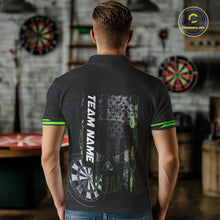 Load image into Gallery viewer, Black &amp; White grunge American Flag Skull Mens Darts Shirt Custom patriotic Team Darts Jersey | Green NQS10748