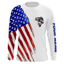 Load image into Gallery viewer, Bass Fishing American flag patriotic fishing Customized patriotic Fishing Clothing NQS2425