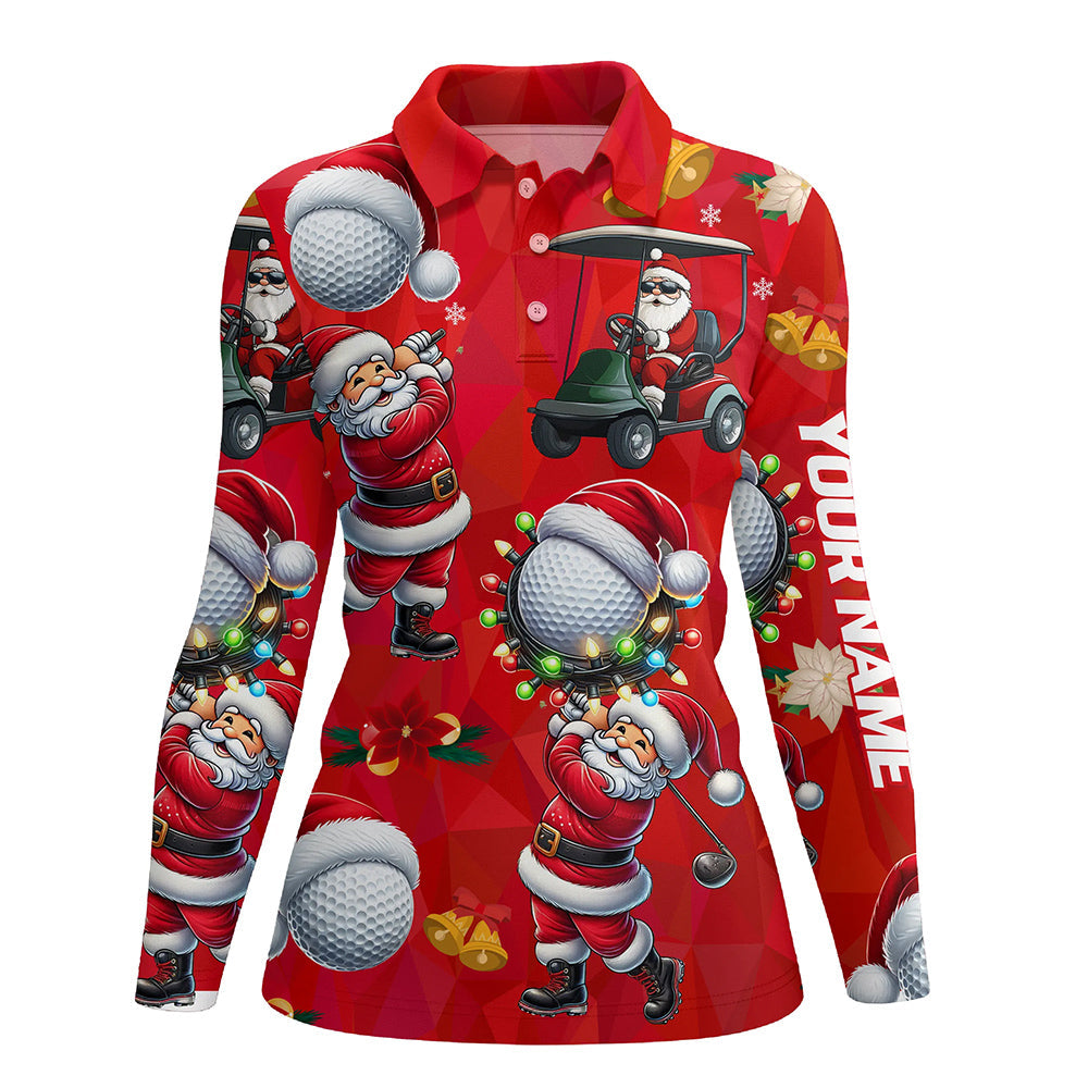 Funny Christmas Santa Golf Red pattern Women golf polo shirt custom Christmas golf tops for ladies NQS8807