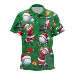 Funny Christmas Santa Golf Green pattern Kid golf polo shirts custom Christmas golf tops for Kid NQS9051