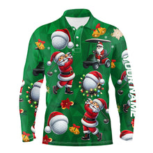 Load image into Gallery viewer, Funny Christmas Santa Golf Green pattern Men golf polo shirt custom Christmas golf tops for Men NQS9051