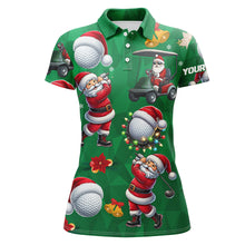 Load image into Gallery viewer, Funny Christmas Santa Golf Green pattern Women golf polo shirt custom Christmas golf tops for ladies NQS9051