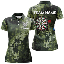 Load image into Gallery viewer, Green Camo Dart Board Polo, Quarter Zip Shirts For Women Custom Darts Team Jerseys, Darts Gifts NQS9059