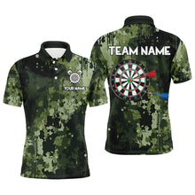 Load image into Gallery viewer, Green Camo Dart Board Polo, Quarter Zip Shirts For Men Custom Darts Team Jerseys, Darts Gifts NQS9059