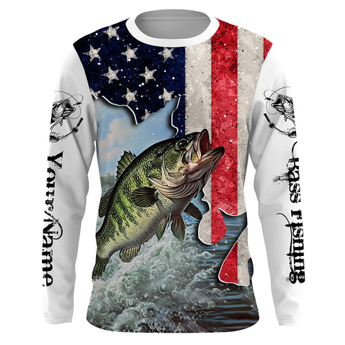 American Bass fishing US flag UV protection Custom long sleeves fishing shirt NQS2715