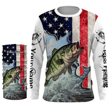 Load image into Gallery viewer, American Bass fishing US flag UV protection Custom long sleeves fishing shirt NQS2715