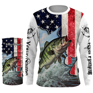 American Bass fishing US flag UV protection Custom long sleeves fishing shirt NQS2715