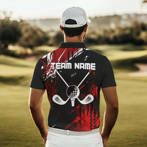 Black and Red Mens Golf Polo Shirt Custom retro golf ball clubs golf team league jerseys NQS9455