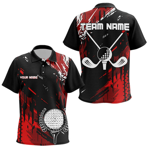 Black and Red Kid Golf Polo Shirts Custom retro golf ball clubs golf team league jerseys NQS9455