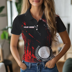 Black and Red Womens Golf Polo Shirts Custom retro golf ball clubs golf team league jerseys NQS9455