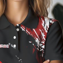 Load image into Gallery viewer, Black and Red Womens Golf Polo Shirts Custom retro golf ball clubs golf team league jerseys NQS9455